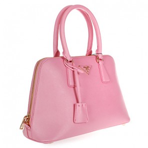 2013 Prada Saffiano Leather 33CM Two Handle Bag 0812 in Pink