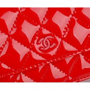 2014 Chanel A33814 Red Patent Leather mini Flap Bag Gold