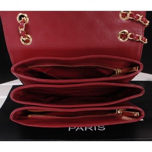 2014 Chanel Classic Flap Bag Sheepskin Leather A0079 Burgundy
