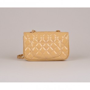 2014 Chanel mini Classic Flap Bag Apricot Patent Leather 1117 Gold