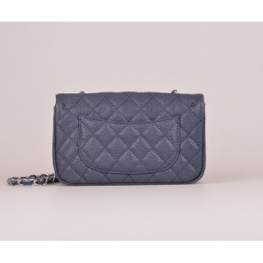 2014 Chanel mini Classic Flap Bag Blue Caviar leather 1117 Gold