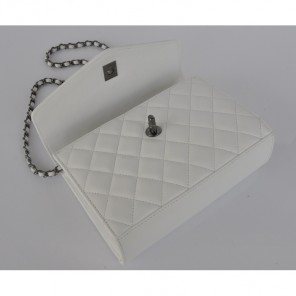 2014 Chanel mini Flap Bag Sheepskin Leather A33818 White