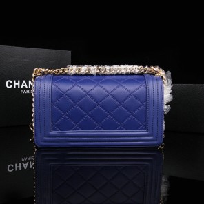 2014 Le Boy Chanel Flap Shoulder Bag Original Calf Leather A67086 Blue