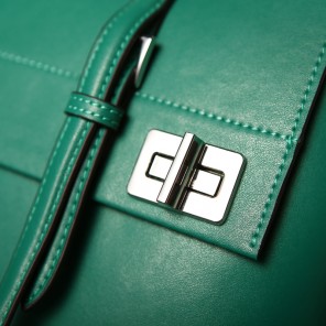 2014 Prada Lux Double Satchel Bag 348905 in Green Original Calfskin Leather