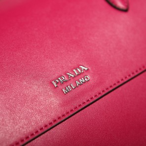 2014 Prada Lux Double Satchel Bag 348905 in Rose Original Calfskin Leather