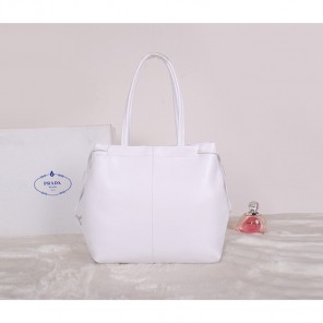 2014 Prada Soft Calf Leather Tote Bag BR5104 White