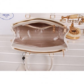 2014 Prada Weave Leather Tote Bags B2274 White