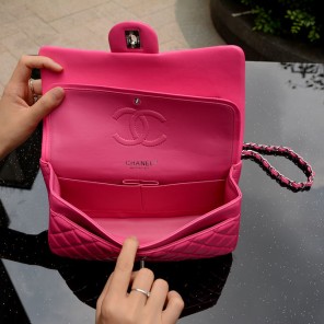 2015 Chanel Classic Flap Bag Rose Sheepskin leather A37586 Silver