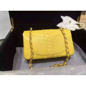 2015 Chanel Classic Flap Bags Python Leather A1116 Yellow