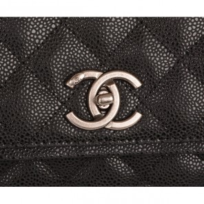 2015 Chanel Large Caviar Leather Messenger Bag A68672 Black