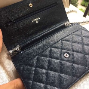 2015 Chanel WOC mini Flap Bag Royalblue Original Caviar leather A33808