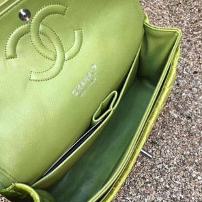 2016 Chanel Classic Flap Bag 1112 Original ArmyGreen velvet with Silver