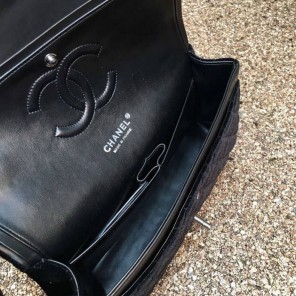 2016 Chanel Classic Flap Bag 1112 Original Black velvet with Silver