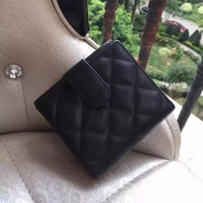 2017 Chanel Matelasse Tri-Fold Wallet Original Leather A50099 Black