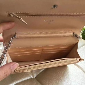2017 Chanel WOC A33814 Apricot Original Caviar Leather Mini Flap Bag Silver