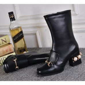 2017 gucci women Boots shoes in Calfskin leather Heel Height 7cm
