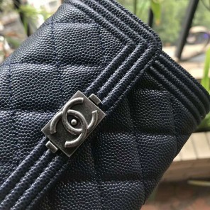 2018 Boy Chanel Matelasse Tri-Fold Wallet Original Calfskin Leather