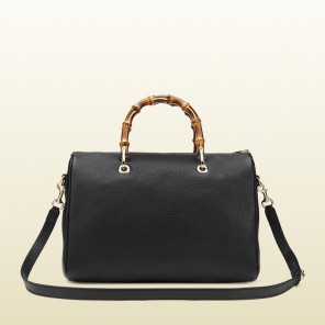 Bamboo shopper leather boston bag