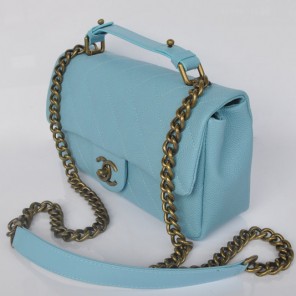 Chanel Classic Caviar leather Top Flap Bag A67622 light blue