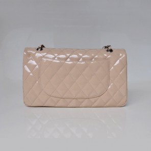 Chanel Classic Flap Bag 1113 Original Patent leather in Apricot with Silver