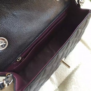 Chanel Classic Flap Bags Original Caviar Leather A1116 in Black with Silver