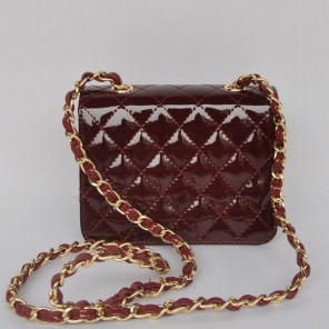 Chanel Classic Micro Flap Bag 1118 Claret Patent leather Gold Hardware