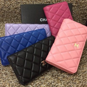 Chanel Matelasse Zip Around Wallet Sheepskin A31508 Lavender