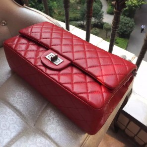 Chanel Original Glazed Crackled Leather Classic Flap Bag A28668 Red Gold