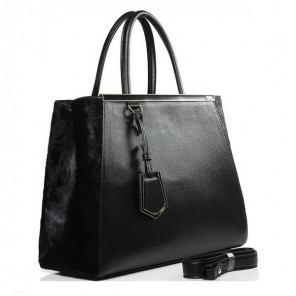 Fendi 2Jours Medium Tote Bag Horsehair 2552M Black