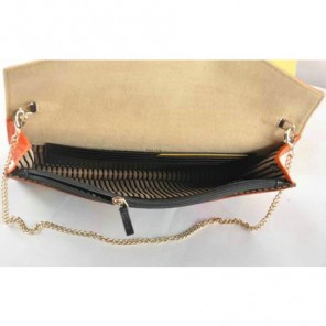 Fendi Pequin Large Canvas Clutch 8M0283 Orange
