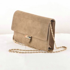 Fendi Toujour Gold Chain Clutch Suede 8M0291 Khaki