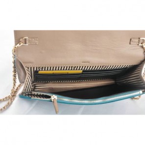 Fendi Toujour Gold Chain Clutch Suede 8M0291 SkyBlue