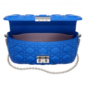Miss Dior Promenade large pouch in Bleu Persan leather