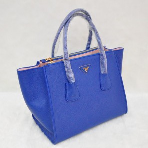 Prada Glace Calf Leather Tote Bag BN2619 in Royal blue