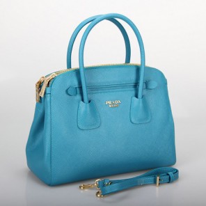 Prada Saffiano Cuir Leather Tote Bag 10337 in Skyblue