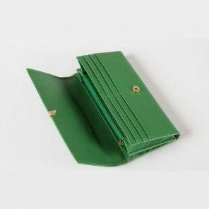 Yves Saint Laurent Large Y Line Flap Wallet Green
