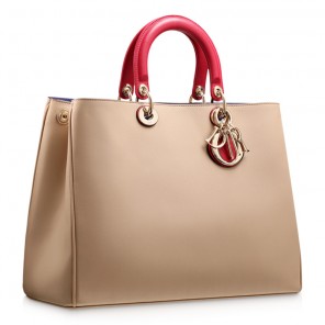 Smooth two-tone beige/crimson red leather 