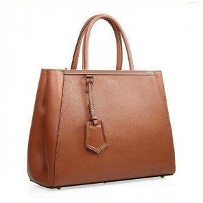 Fendi 2Jours Original Leather Tote Bag F2552M Brown