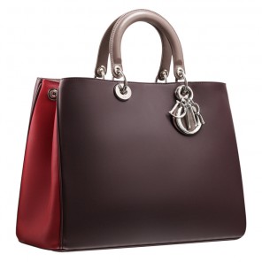 Smooth three-tone amethyst/pigeon grey/cerise leather 