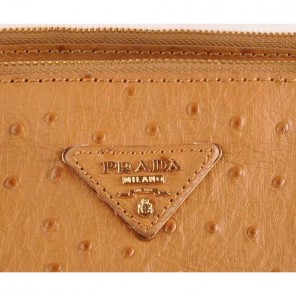 Prada Maxi Ostrich Leather Tote Bag Apricot
