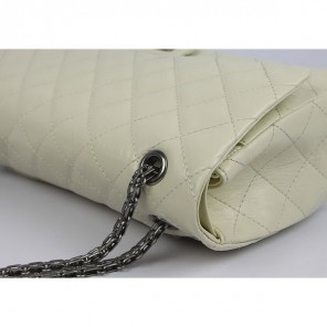 Chanel Flap Bag Quilted Beige Leather with Silver Chain