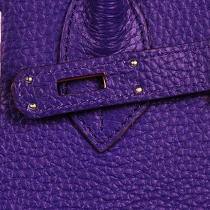 Hermes Birkin 35CM Tote Bags Granulate Calf Leather H35 Iris Purple Gold