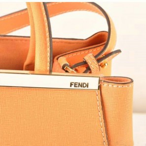 Fendi 2Jours Saffiiano Leather Tote Bag F2552S Light Orange