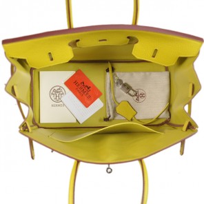 Hermes Birkin 35CM clemence leather in Lemon Yellow with Silver hardware