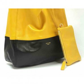 Celine New Lambskin Handbags 8823 Black Yellow