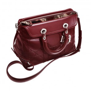 Vine-coloured leather and python-skin 