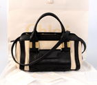 2013 Chloe alice leather tote handbag black with beige