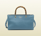 2013 Gucci bamboo shopper light blue leather tote 323660 A7M0G 4400