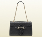 2013 Gucci emily black guccissima leather shoulder bag 295402 AA61Y 1000