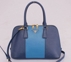 2013 PRADA Saffiano Leather Two Handle Bag 0837 RoyalBlue with Light Blue